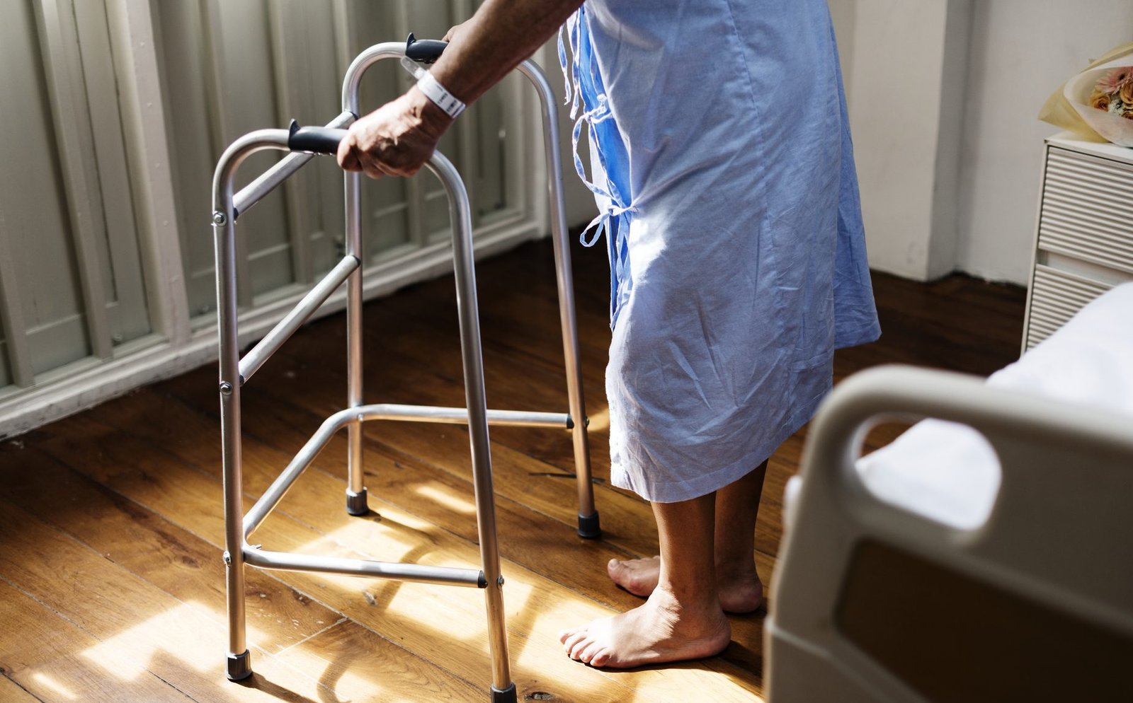 A sick elderly staying at a hospital